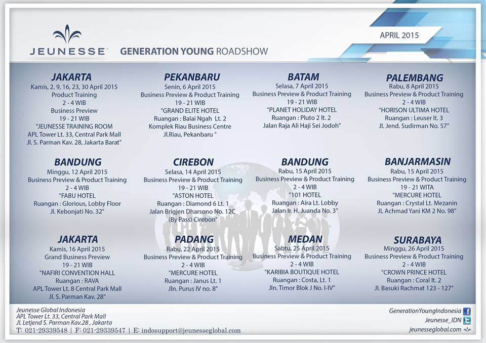 Jadwal Business Preview Jeunesse Global April 2015