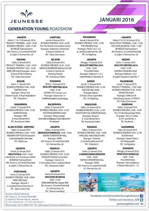 Jeunesse Generation Young Roadshow Januari 2016