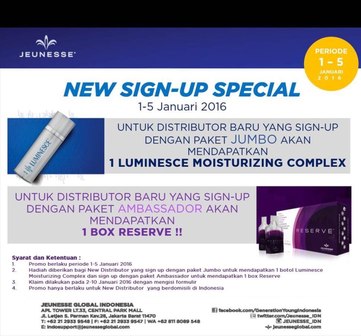 Jeunesse Indonesia Promo New Sign Up Special 2016