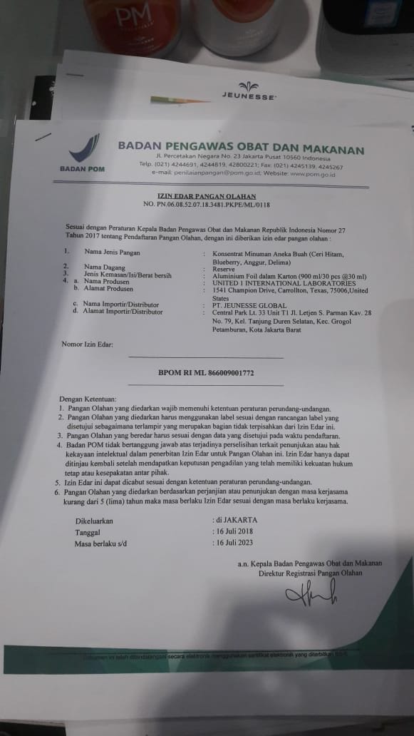 BPOM Reserve Jeunesse Indonesia