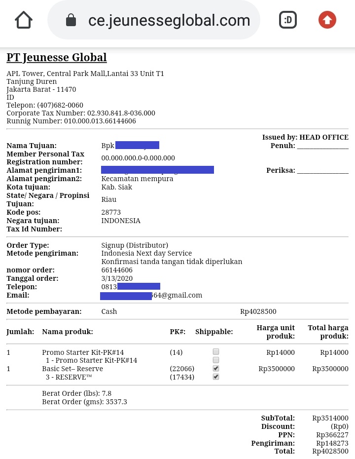 Contoh 2 Beli Reserve 3 Box Harga Promo 2020