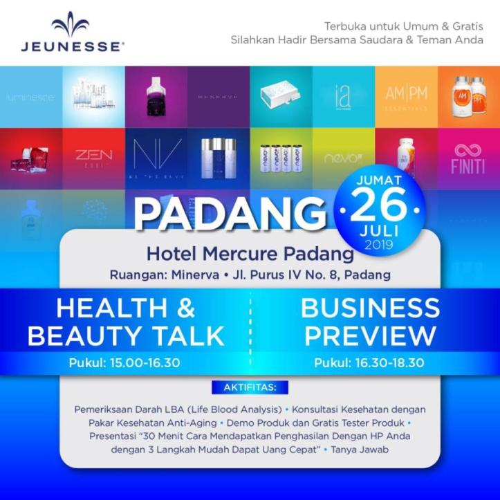seminar dan training produk jeunesse Padang Juli 2019