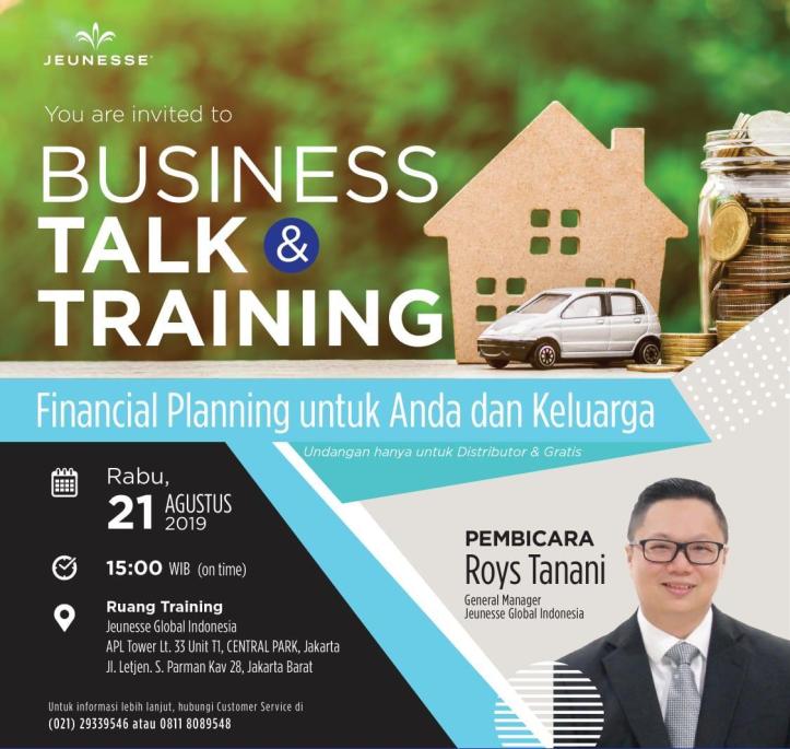 Business Talk & Training Jeunesse Indonesia 21 Agustus 2019