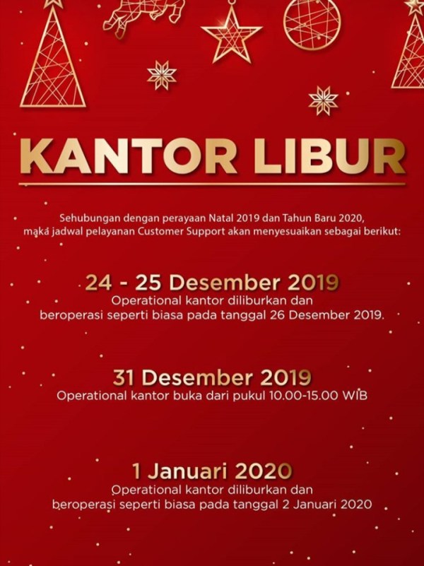 Libur Kantor Jeunesse Indonesia dalam rangka Natal dan Tahun Baru