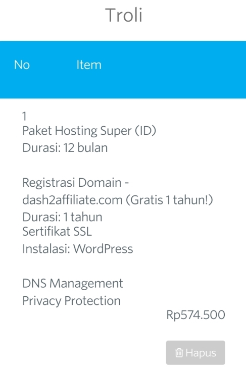 Beli Domain Langkah 10 Troli
