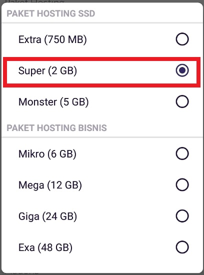 Beli Domain Langkah 4 Paket Hosting Tipe
