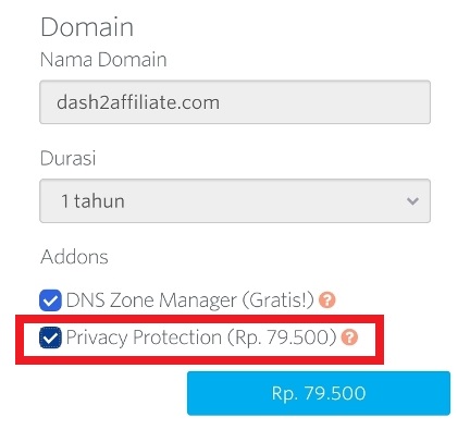 Beli Domain Langkah 6 Paket Hosting Privacy Protection
