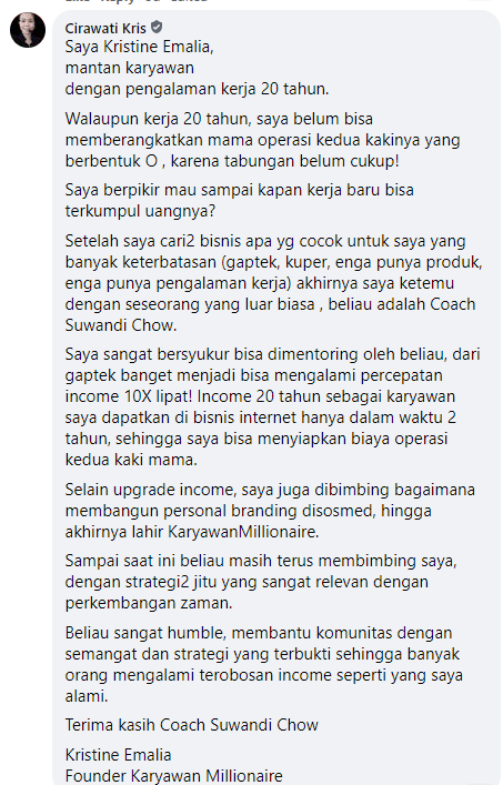 Testimoni Webinar Suwandi Chow