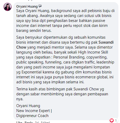 Testimoni Workshop Online