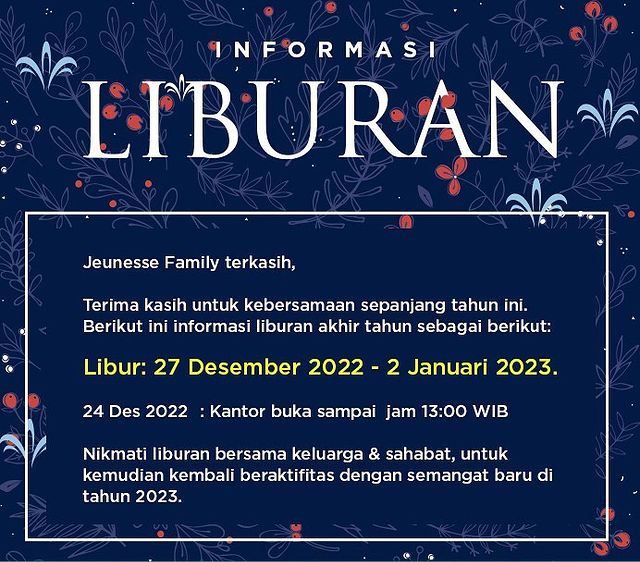 libur natal dan akhir tahun jeunesse desember 2022